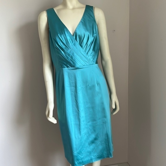 Nwt Adrianna Papell Turquoise Sleeveless Fitted Cocktail Dress 12 - Picture 1 of 14